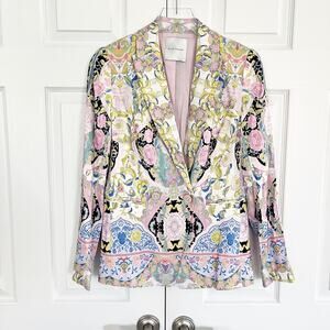 Elie Tahari The Skylar Linen-blend Blazer in Summer Damask Print
